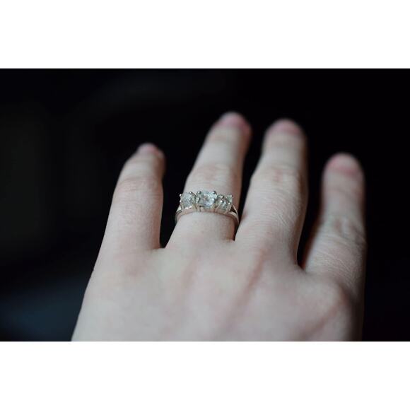 Unique Engagement Ring, Solid Sterling Silver Wedding Band, Gift for Mothers - Picture 1 of 6